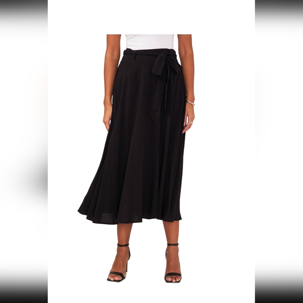 Sam and Jess Women's Challis Belted Pull-On Midi Skirt